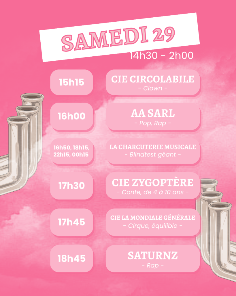Timetable Samedi après-midi